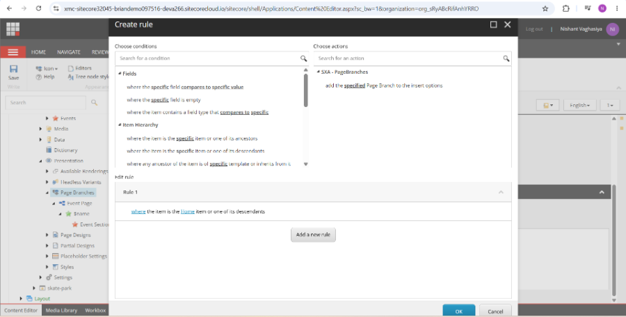 Sitecore Branch Items Rule