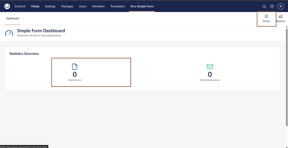 Dashboard Of arro simple form