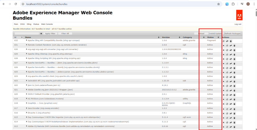 web console bundles