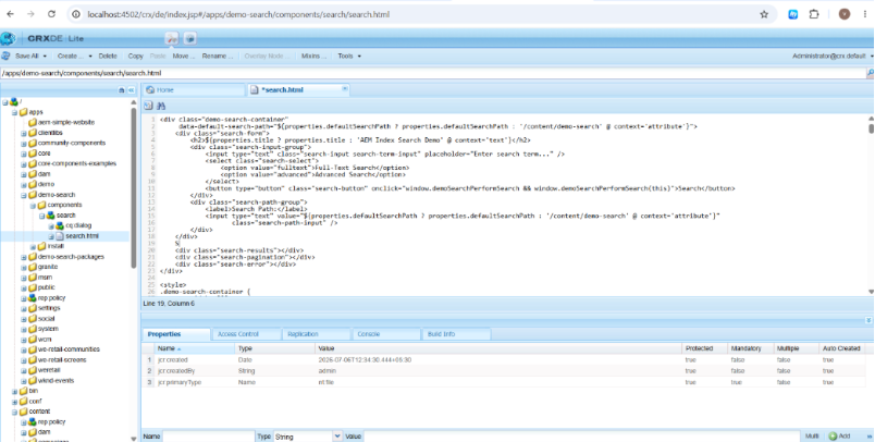 search index crxde