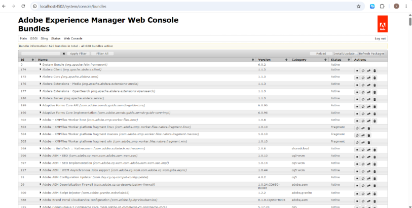 adobe experience manager web console bundles