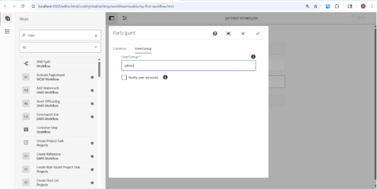 Participant Step Admin Assign