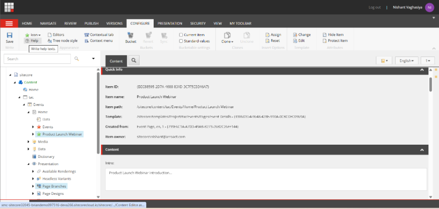 Sitecore Event Page