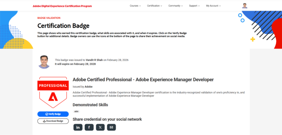 AEM certification badge