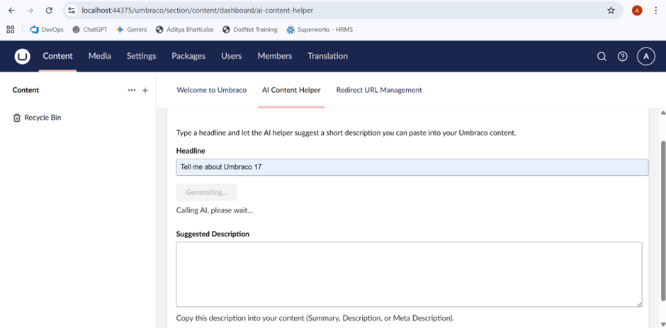 Generate description button