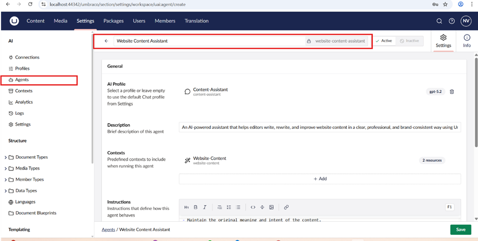umbraco ai agent 2