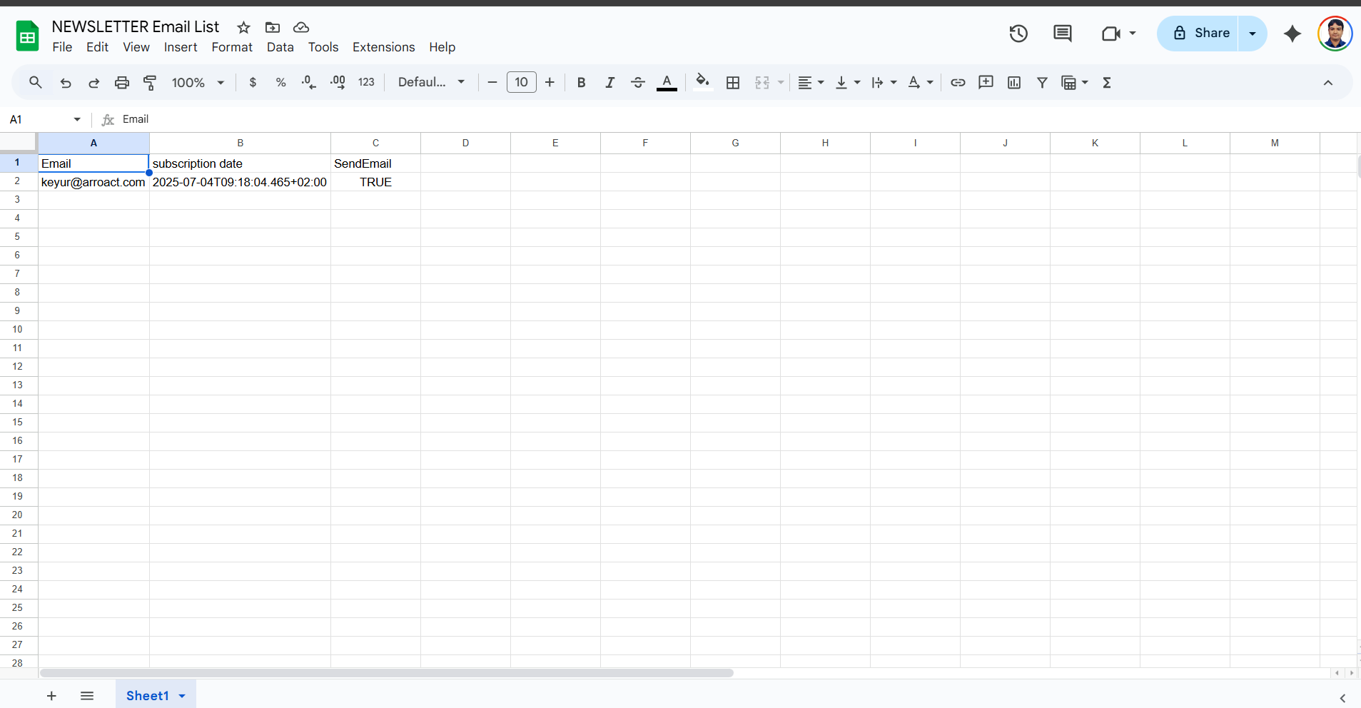 google sheet